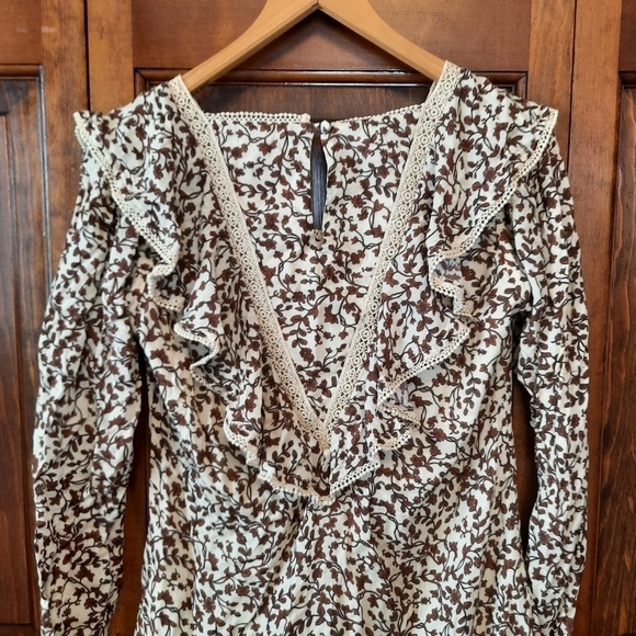Tularosa Revolve Alicia Mini Dress Priya Camel Floral long sleeve dress size XS - Picture 14 of 16